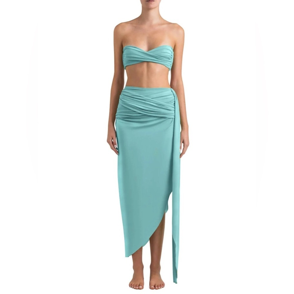 NWT Baobab Swim Jasmin Satin Bikini Pareo swimsuit coverup Rio Blue - Picture 7 of 9